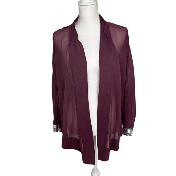 Soft Surroundings sheer chiffon open flowy waterfall cardigan sequins size XL - Picture 1 of 7